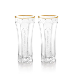 Unique Art Deco style glasses, perfect match for our bottle. Engraved and delicately gilded - St-Germain Hugo Spritz - Official Store